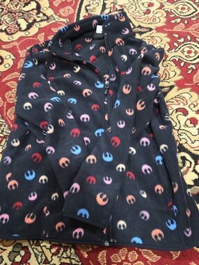 Star Wars Black Fleece Jacket with Multicolored Rebel Emblems